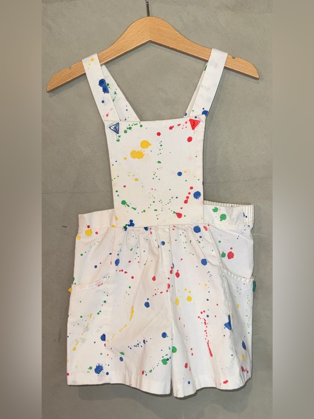Vintage 80’s Disney Winnie the Pooh paint splatter overalls / shortalls 3T